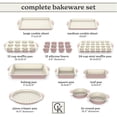 thumbnail image 3 of Country Kitchen Bakeware Set, 22-Piece Nonstick Stackable Baking Sheets with Silicone Handles, Pink, 3 of 7