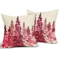 thumbnail image 2 of Christmas Tree Pillow Covers 20x20 Set of 2 Xmas Rustic Nature Themed Hot Pink Forest Decorative Outdoor Pillowcases Winter Gift Holiday Farmhouse Throw Cushion Case Decor for Couch Sofa Bed, 2 of 6