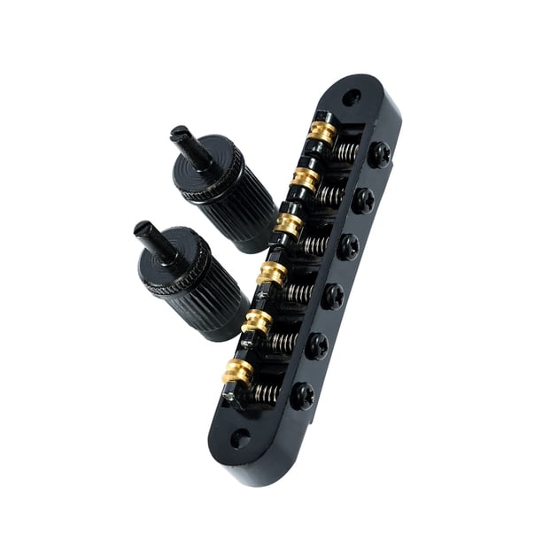 Naiovety Accesorios de puente de sillín de rodillo de guitarra con juego de reemplazo de orificio de poste pieza trasera de bloqueo para guitarras de 6 Accesorios para instrumentos musicales Negro Naiovety OD032285-03B