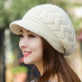 thumbnail image 1 of Gorro de lana tejido cálido para otoño e invierno para mediana edad y personas mayores, boina femenina de moda con forro polar de estilo coreano que combina con todo, 1 of 6