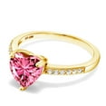 thumbnail image 3 of Gem Stone King 0.64 Ct Heart Shape Pink Zirconia 18K Yellow Gold Plated Silver Ring, 3 of 5