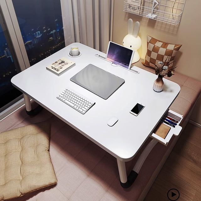 Clearance Sale - Laptop Lap Desk, Foldable Laptop Tray with Storage Drawer and Cup Holder, Laptop Bed Tray Table, Desk Stand for Bed Lap Tray Portable Standing Table for Bed Couch Floor