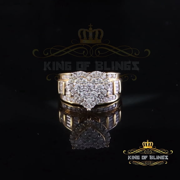 King of Bling's Womens Cindarella Heart Ring Yellow 925 Silver 1.00ct VVS D Round Moissanite SZ7