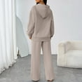 thumbnail image 5 of Sweatsuits Women 2 Piece Outfit Oversized Drawstring Hoodie and Joggers Sweatpants Tracksuit Fall Fashion Matching Lounge Sets Khaki L, 5 of 6