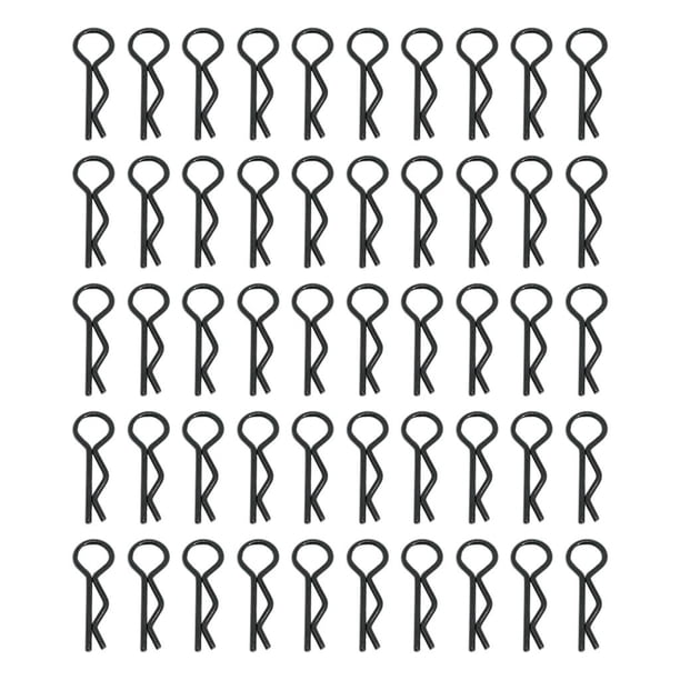 50 piezas Car Body Pins R Shape para 10 /16 negro Zulema Clips de concha de cuerpo de coche RC