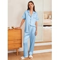 thumbnail image 5 of EKOUAER Silk Pajamas 2 Piece Pjs Sets Silk Short Sleeve Satin Purple Pajamas Light Weight Travel Pjs for Women, 5 of 6