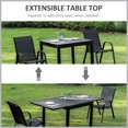 thumbnail image 4 of Outsunny Extendable Dining Table Metal Outdoor Slat Table for 4-6 Person Rectangular Lawn Garden Bistro Patio Table with Aluminum Frame, Black, 4 of 10
