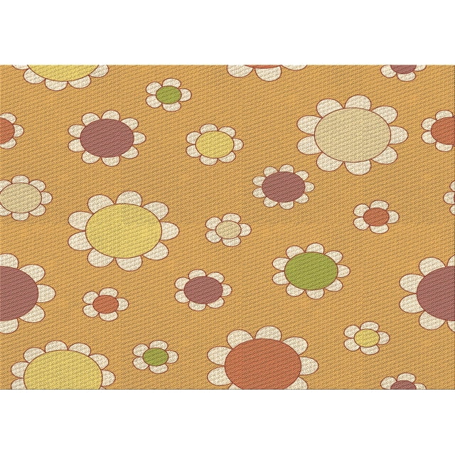 Ahgly Company Tapis d'Intérieur Lavables en Machine Rectangle Transitionnel Jaune Orange, 2' x 5'