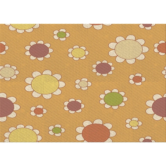 Ahgly Company Machine Washable Indoor Rectangle Transitional Yellow Orange Area Rugs, 8' x 10'