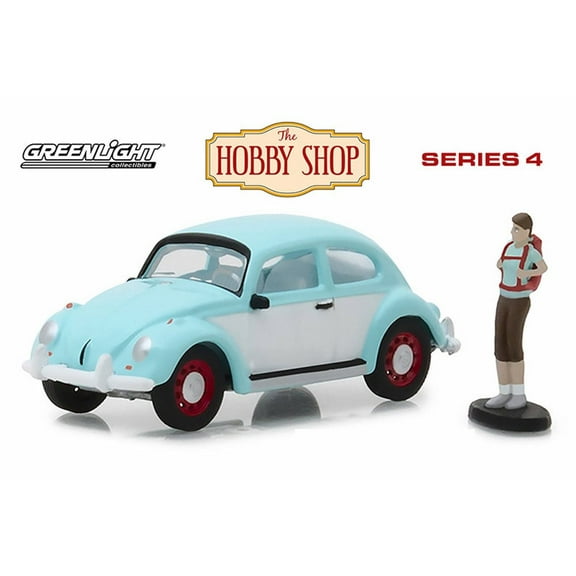 Volkswagen Beetle, Turquoise w/white - Greenlight 97040F/48 - 1/64 Scale Diecast Model Toy Car