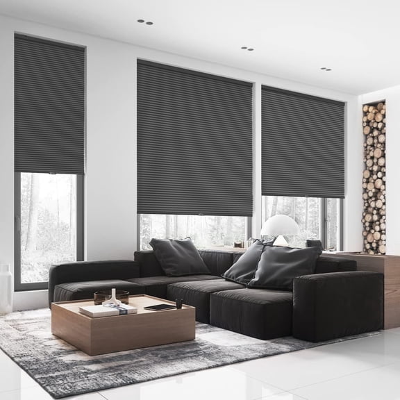 Cordless Cellular Shades, Blackout Privacy Honeycomb Shades for Home, Thermal Insulation Noise Reduction Blinds for Windows, 36'' W x 64'' H, Black