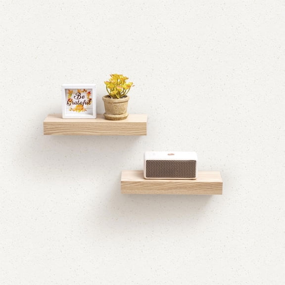 MAYEERTY 2-Piece Floating Shelves, 11.8" Wood Wall Mounted Display Rack with Invisible Brackets, for Books Plants Photos & Decor