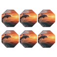 thumbnail image 2 of Pofeuu Sunset Dancing Dolphin B Print Leather Coasters Set of 6, Round Cups Mugs Mat Pad for Home Kitchen Heat Resistant Drink Coasters,Octagon, 2 of 7