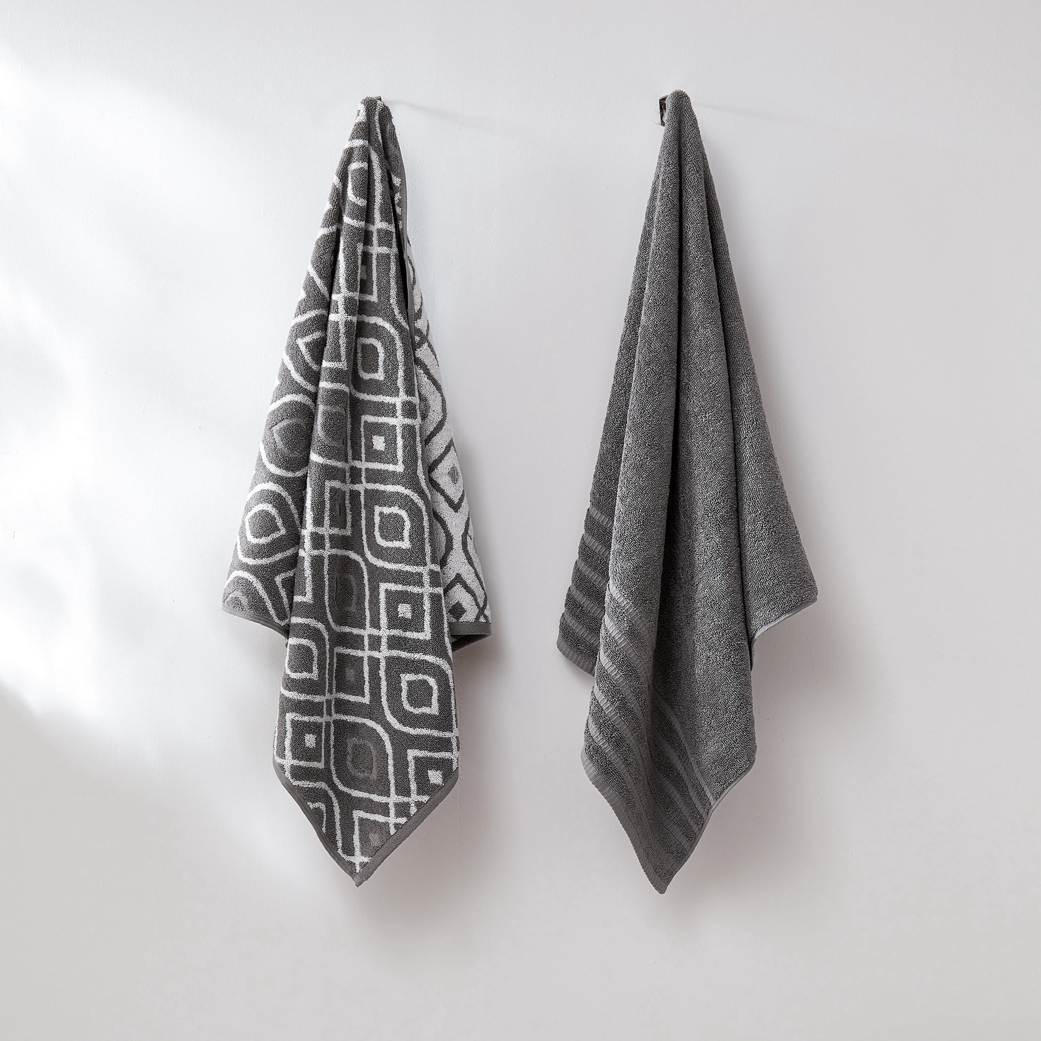 Modern Threads Oxford 6-Piece Yarn Dyed Adult Cotton Bath Towel Set, Gray