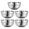 thumbnail image 1 of 5 Pcs Soup Bowl Stainless Steel Mixing Bowls Child Metal Small for Kids Rice Anti-hot, 1 of 7