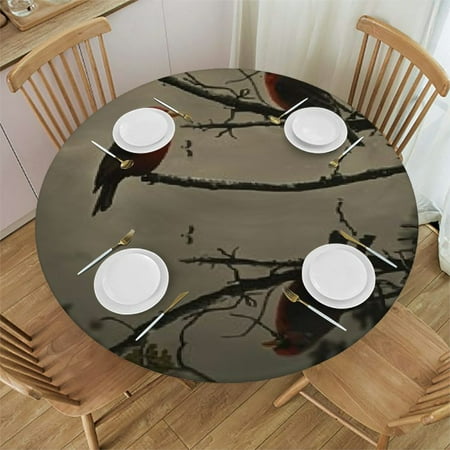 

Ullo0ord Round Outdoor Tablecloth with Zipper Elastic Outdoor Table Cover Vibrant Umbrella Table Cloths Round Fitted Tablecloth for Picnic Party 42 -46