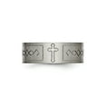 thumbnail image 4 of Mens Titanium Christian Ring with Cross and Fish Symbol, Brushed and Polished Finish, Faith Band, Religious Jewelry, Spiritual Devotion Style, 4 of 8