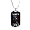 thumbnail image 1 of Soldier Dad Dog Tag Stainless Steel or 18k Gold 24" Chain For Military Dad, 1 of 8