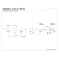 thumbnail image 5 of Kingston Brass KS6022CKL Kaiser Two-Handle Wall Mount Roman Tub Faucet, Polished Brass, 5 of 7