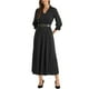 thumbnail image 2 of Vestido Maxi con Pliegues de Manga 3/4 para Mujer INSPIRE CHIC, Cuello en V, con Cinturón, Talla 2XL, Negro, 2 of 6