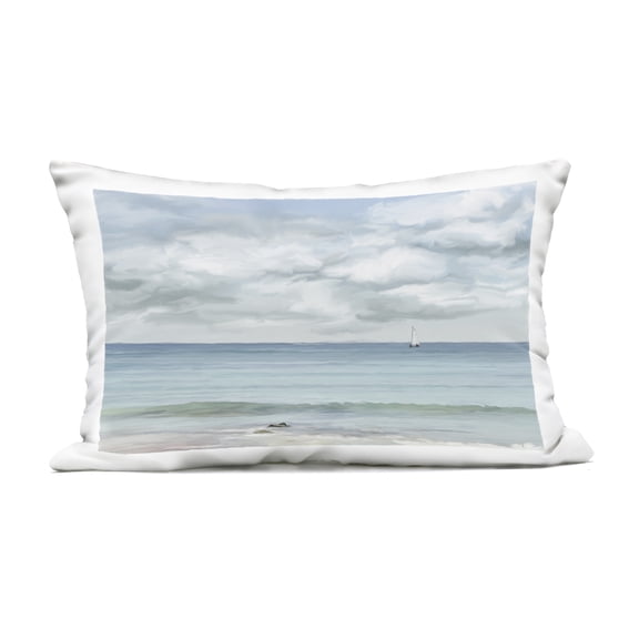 Stupell Industries Tranquil Cloudy Beach View Design by Ramona Murdock Outdoor Printed Pillow