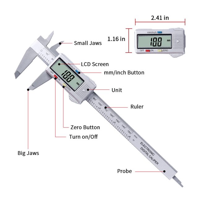 Calibrador Vernier 0-150 mm Likrtyny LCD Regla de profundidad digital Para estrenar