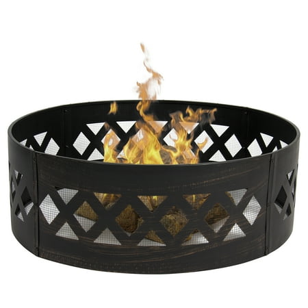 Best Portable Fire Pit Best Choice Products 37in Heavy Duty Portable Bottomless Crossweave Fire Pit Ring for Camping, BBQ, and Parks - Black ()