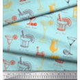 thumbnail image 2 of Soimoi Blue Japan Crepe Satin Fabric Tequila Sunrise,Margarita & Rosemary Fizz Drinks Beverages Print Fabric by the Yard 42 Inch Wide, 2 of 3