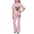 thumbnail image 6 of EnJoCho Preschool Girls Matching Shirt and Shorts Set for First Day of School Girls Summer Clothes Leopard Print Short Sleeve Crewneck T-Shirts and Elastic Waist Casual Pants 2 Pcs Outfits, 6 of 9