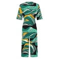 thumbnail image 2 of TaTaai Womens Vacation Jumpsuit Short Sleeve V Neck Back Zipper Side Pocket Watercolor Print Solid Soft Breathable Romper for Summer Gift, 2 of 5