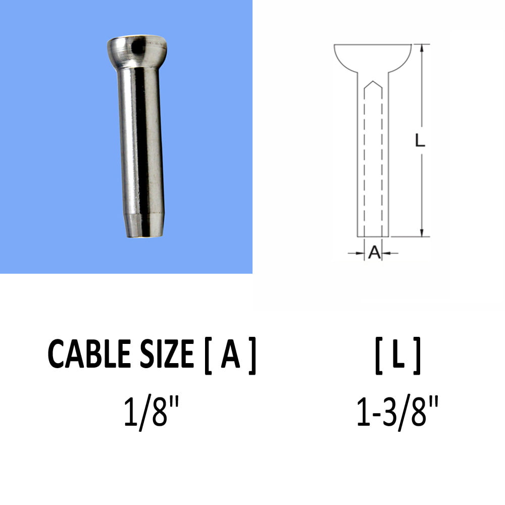 Details about   Lot of 50 T316 Stainless Steel Stemball Swages fits up to 1/8'' Caable Railling 