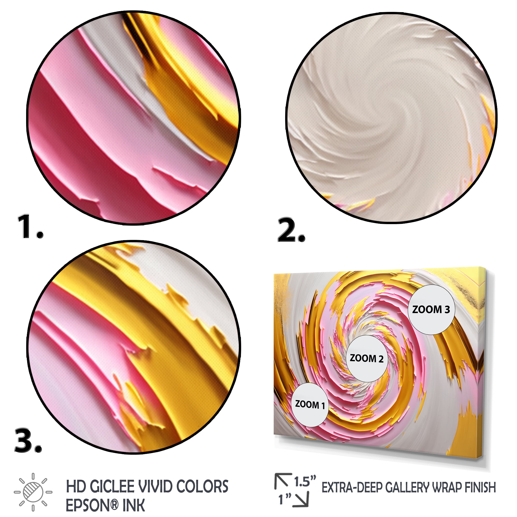 Designart Pink Watercolor Circular Abstract I Canvas Wall Art