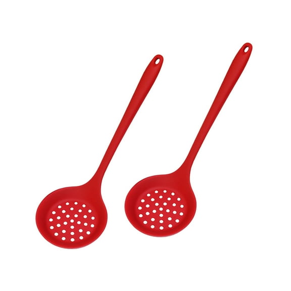 Pack of 2 Multifuntional Silicone Skimmer Cooking Strainer Spoon with Long Handle Strainer Spoon for Cooking