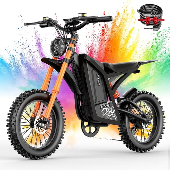 ASKGO GT16 Electric Dirt Bike for Adults,3000W Peak Electric Motorcycle 40MPH 48V 30A Battery,100Miles Electric Bike,16"Tire Ebike,Dual Hydraulic Brakes E Mountain Bike,7 Speed,Full Suspension,UL2849