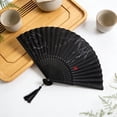 thumbnail image 6 of Lilixerw Chinese Classical Silk Folding Fan with Tassel Pattern,Handmade Antique Style Bamboo Ribbon Portable Fan for Wedding Party Performance,8.26x14.96x0.78 Inch, 6 of 6