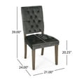 thumbnail image 3 of GDF Studio Ayla Velvet Tufted Dining Chairs, Set of 2, Charcoal and Oak, 3 of 11
