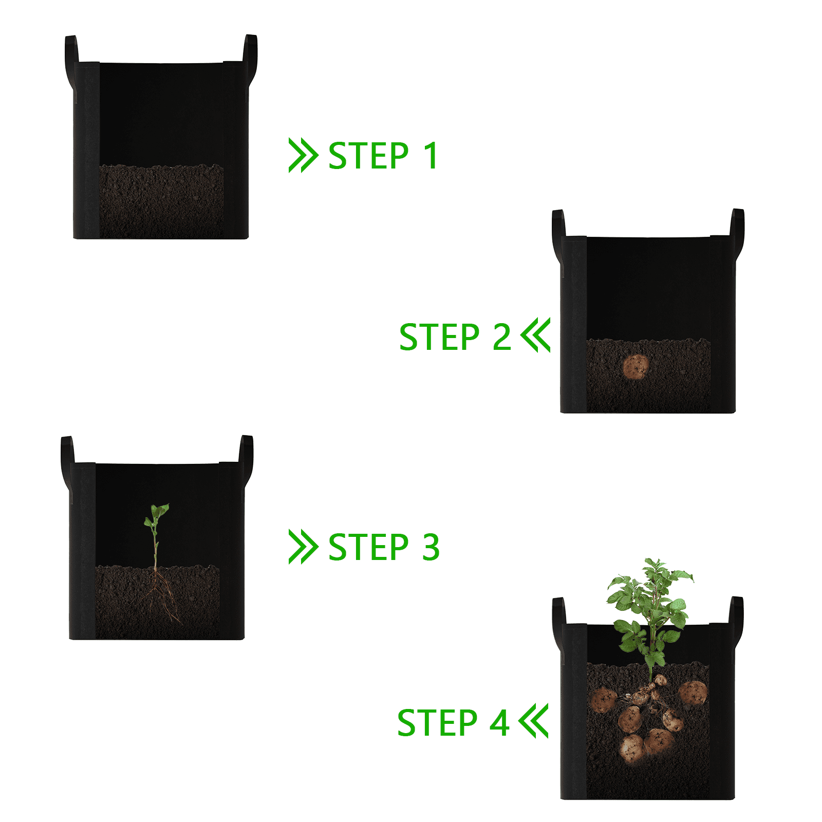 4-Pack 10 Gallon Grow Bags Heavy Duty Thickened Nonwoven Fabric Pots with Durable Handles, Black