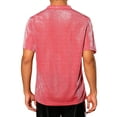 thumbnail image 3 of INSPIRE CHIC Glitter Polo Shirts for Men's Shiny Tops Short Sleeve Disco Metallic Polo L Red, 3 of 5