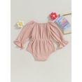 thumbnail image 4 of Wassery Baby Girls Clothes Infant Fall Waffle Rompers Newborn Crew Neck Long Sleeve Bow Bodysuits 0-18 Months, 4 of 8