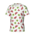 thumbnail image 3 of Yiaed Watermelon And Kiwi Print Mens Short Sleeve Tight Fit T-Shirt, Crewneck Casual Tee-Medium, 3 of 5