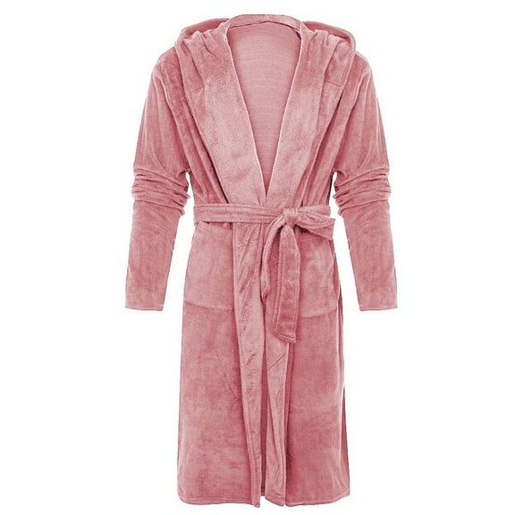 ASFGIMUJ Women Hooded Bathrobe Lightweight Soft Plush Long Flannel Sleepwear Hooded Bathrobe Plush Long Warm Robe