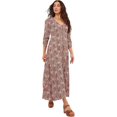 thumbnail image 1 of Floral Button Down Ruched Sleeve Midaxi Dress - Casual Chic, 1 of 4