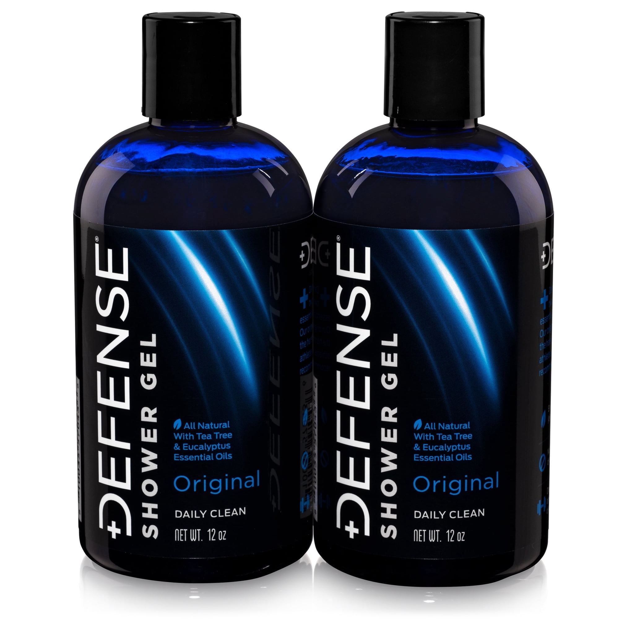 Defense Soap Shower Gel Body Wash 12 oz (2 Pack) Natural Organic Shower Gel with Tea Tree Oil and Eucalyptus Oil