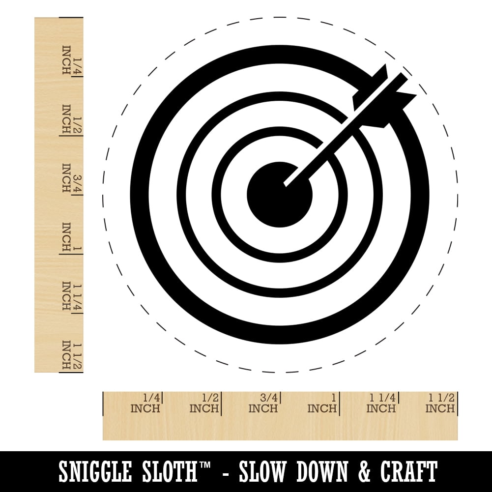 Archery Target Bullseye with Arrow Self-Inking Rubber Stamp Ink Stamper - Blue Ink - Large 1-1/2 Inch
