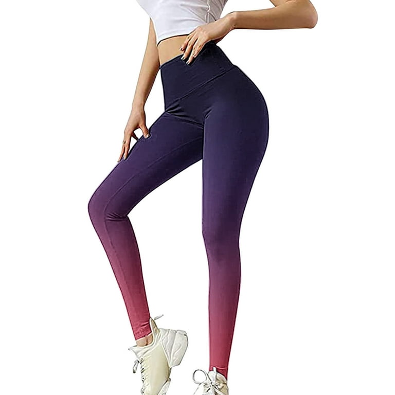 Women's Stretch Leggings Casual Yoga Pants Floral Purple Xxl