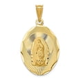 thumbnail image 5 of 14k Yellow Gold Solid Polished & Diamond Cut Lady of Guadalupe Oval Charm Pendant, 5 of 7