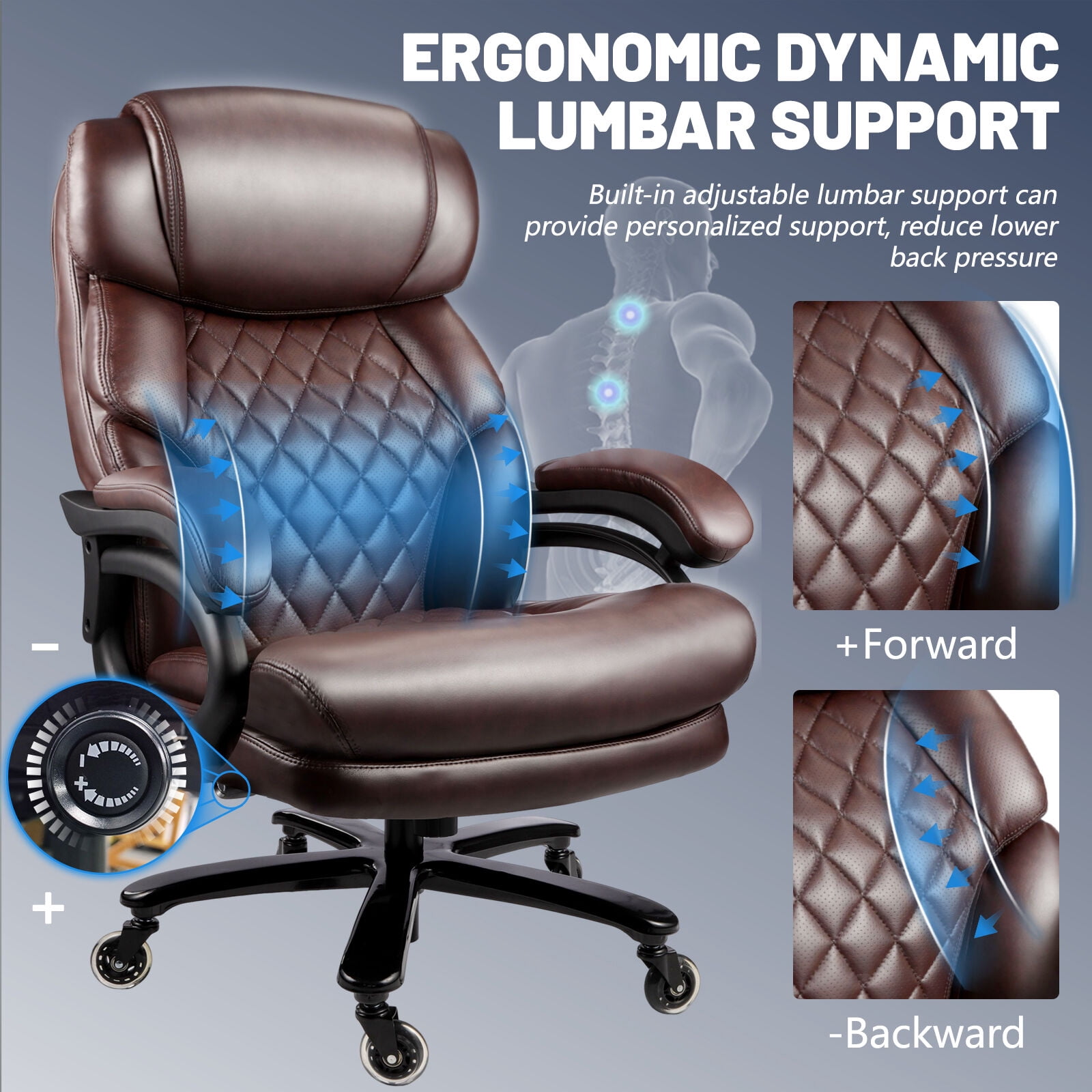 800LBS Big and Tall Office Chair for Big and Tall Individuals, Durable Chair with High Back, Extra Wide Seat and Adjustable Lumbar, Large Computer Desk Chair Comfortable for Home Office