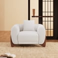 thumbnail image 2 of Morden Fort Sherpa Boucle White Single Sofa , 44.25"W Cloud Upholstered Armchair Couch with Wood Leg, White, 2 of 9