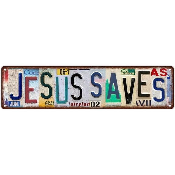 Jesus Saves Wall Decor Street Signs Christmas Metal Tin Signs 16 x 4 Inches