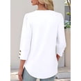 thumbnail image 5 of Womens 3/4 Sleeve Tops with Buttons V-Neck Summer Outfits Casual Shirts Beach Vacation Fall Clothes 2025 White XL, 5 of 8